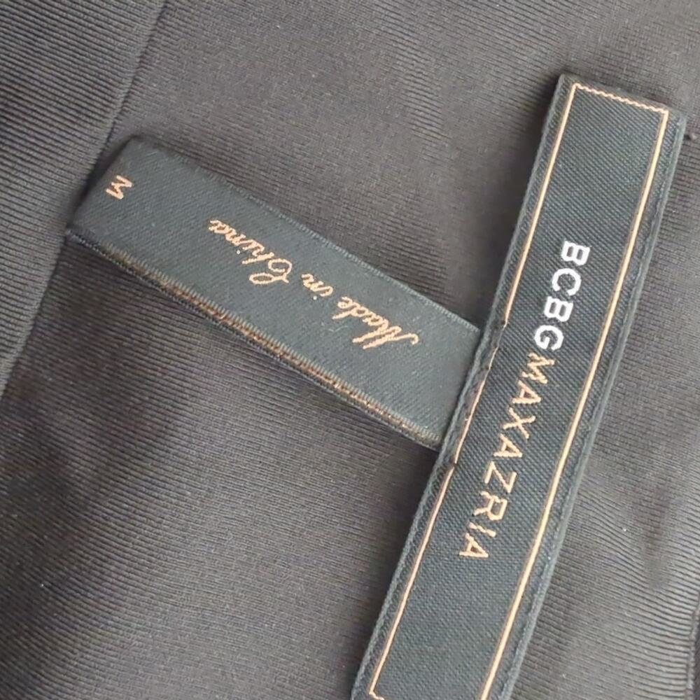 BCBG Maxazria Womens Black Pleated Mini Dress V-Neck Jersey Stretch Medium VTG - Picture 10 of 11